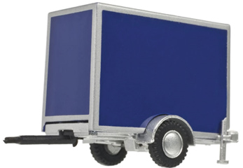 HO Standard Single Axle Box Trailer Assembled Blue