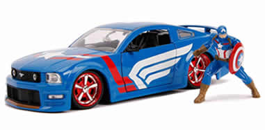 1/24 2006 Ford Mustang GT with Captain America Figure, Blue