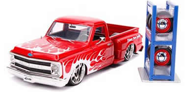 1/24 1969 Chevrolet C10 Stepside Pickup Truck Red with White Flames