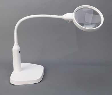 Stand Magnifier, Dual Lens, 2X & 5X, LED Illuminated, Goose Neck and Clamp