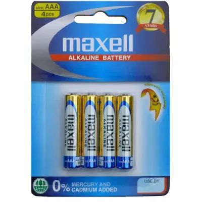 Maxell Alkaline Battery AAA 4 Pack Blister
