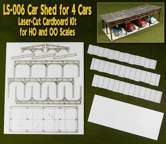 HO/OO Laser Cut Car shed for 4 cars