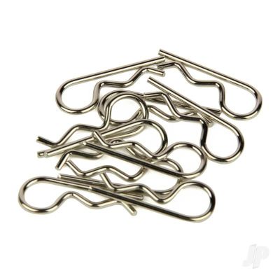 Body Clips Large Straight Silver (10)