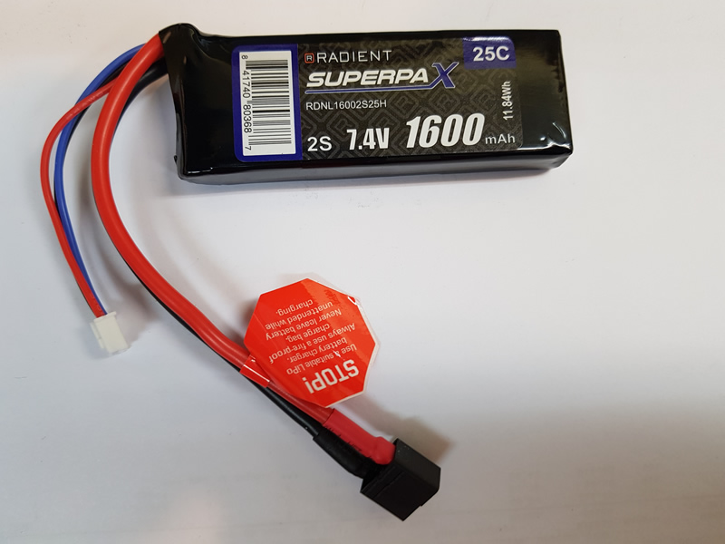 1600 mAh 2S 7.4v 25C Battery w/Deans Impakt 