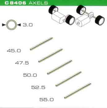 Pack 5 Assort Axles 3mm Dia.