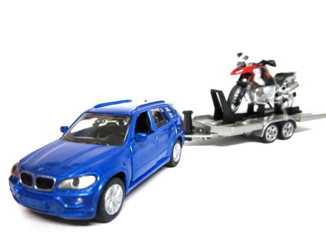 BMW X5 with Trailer and BMW R1200GS