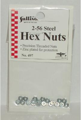 2/56 Steel Hex Nuts 20pce