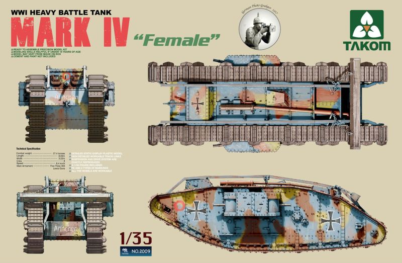 1/35 WWI Heavy Battle Tank Mark IV Femal