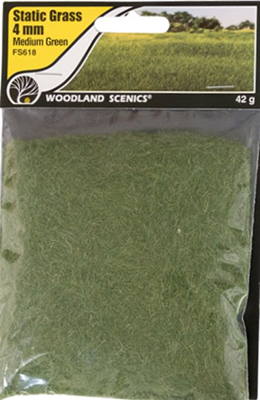 Woodland Scenics FS618 Static Grass Medium Green 4mm for Landscaping for sale online 