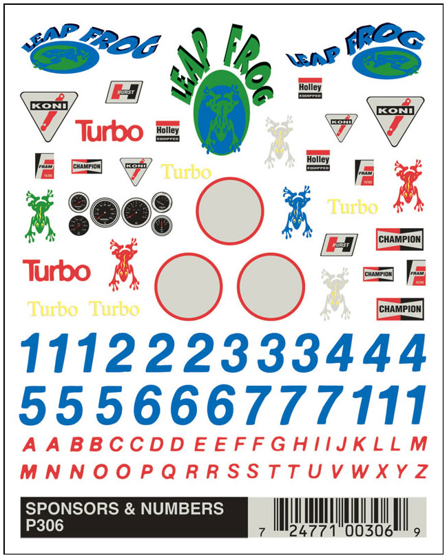 Sponsors & Numbers Dry transfer decals