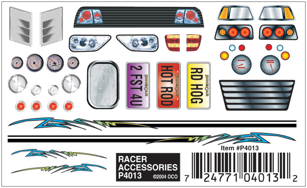 Racer Asst High Gloss Dry Transfer decal